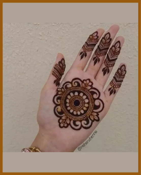 Side Palm Minimal Front Hand Mehndi Design With Mandala